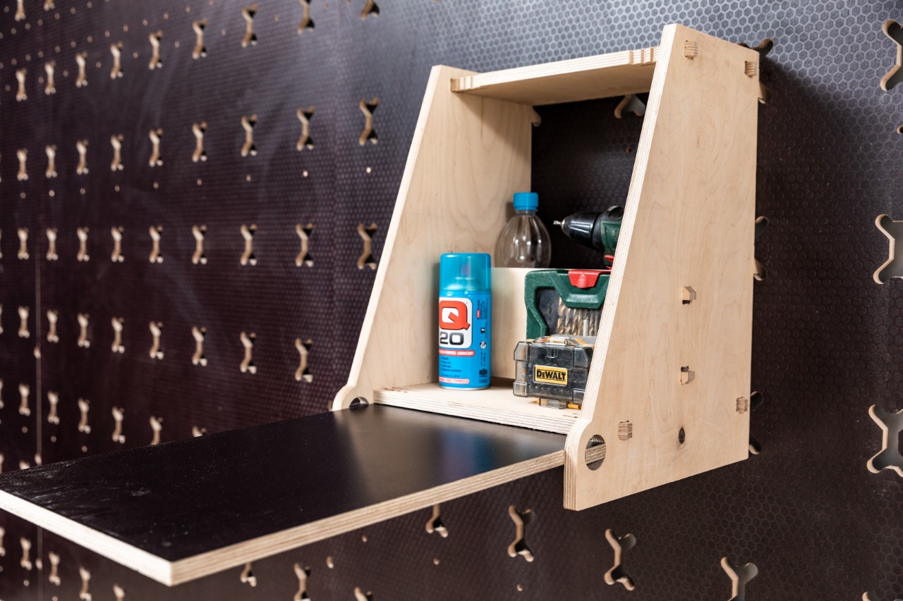 Alabama – Mini Garage Storage Cabinet with Fold Down Worktop - lifestyle image